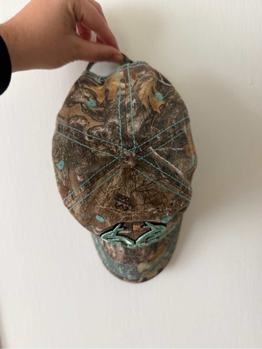 Realtree Camouflage Cap with Teal Embroidered Logo - Picture 2 of 2